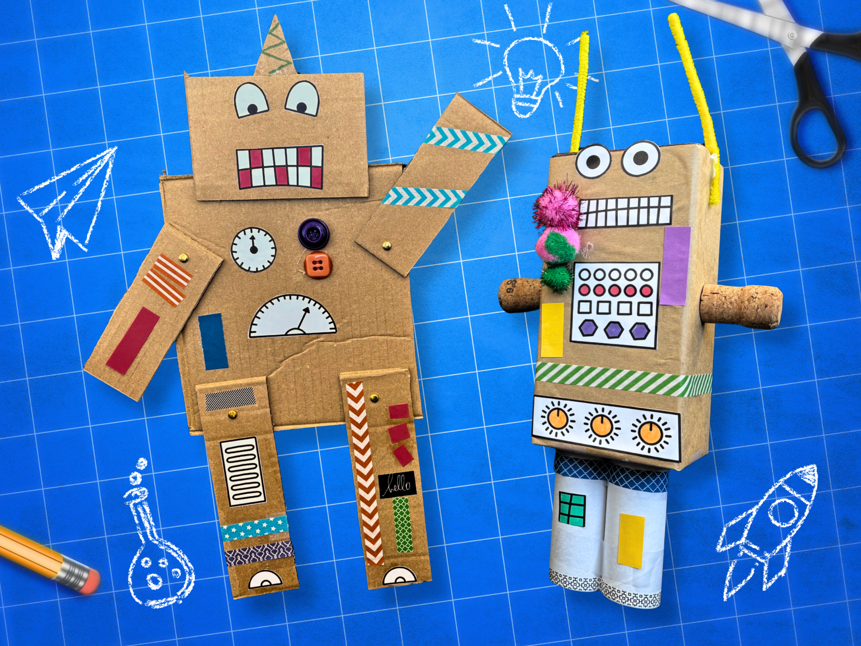 January 2026 School Holiday Activity - Collage Cardboard Robots