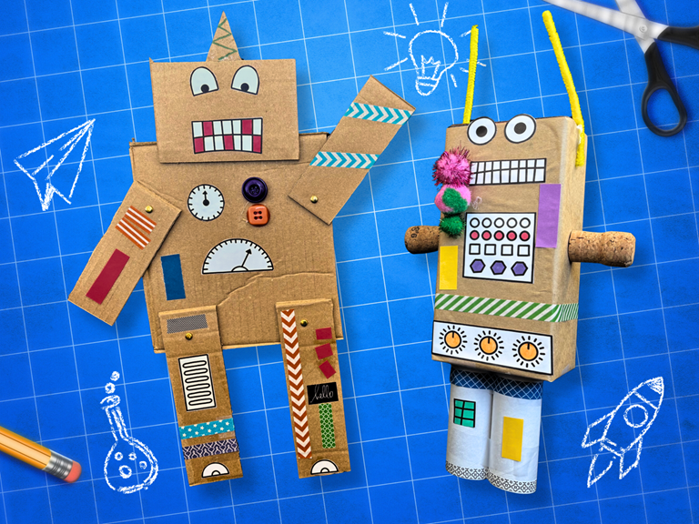 January 2026 School Holiday Activity - Collage Cardboard Robots